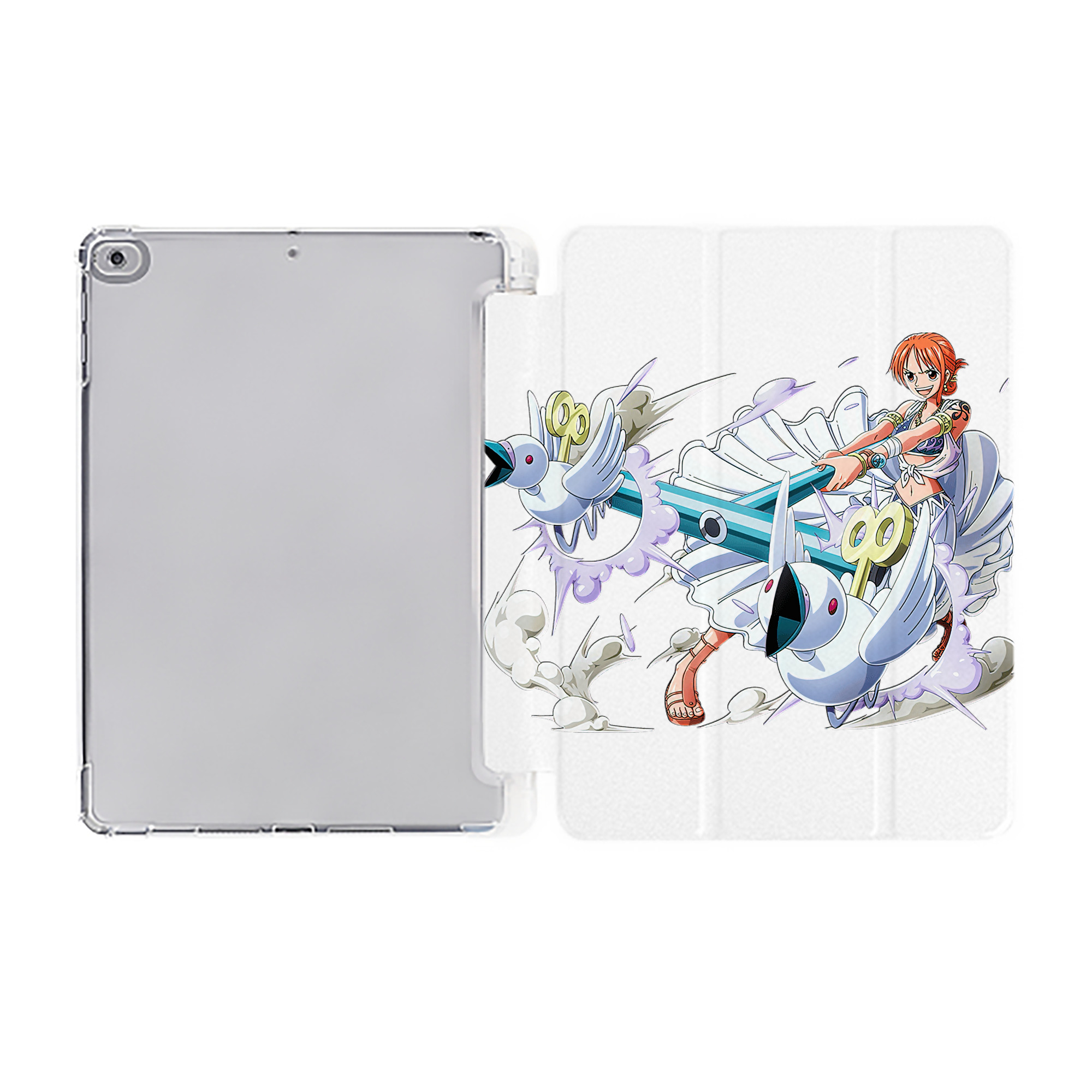 （画像用） ワンピース ナミ ONE PIECE Nami IPad ケース ペン収納付き 三つ折りスタンド PUレザー×シリコン 対応機種9.5/10.5/10.9インチ